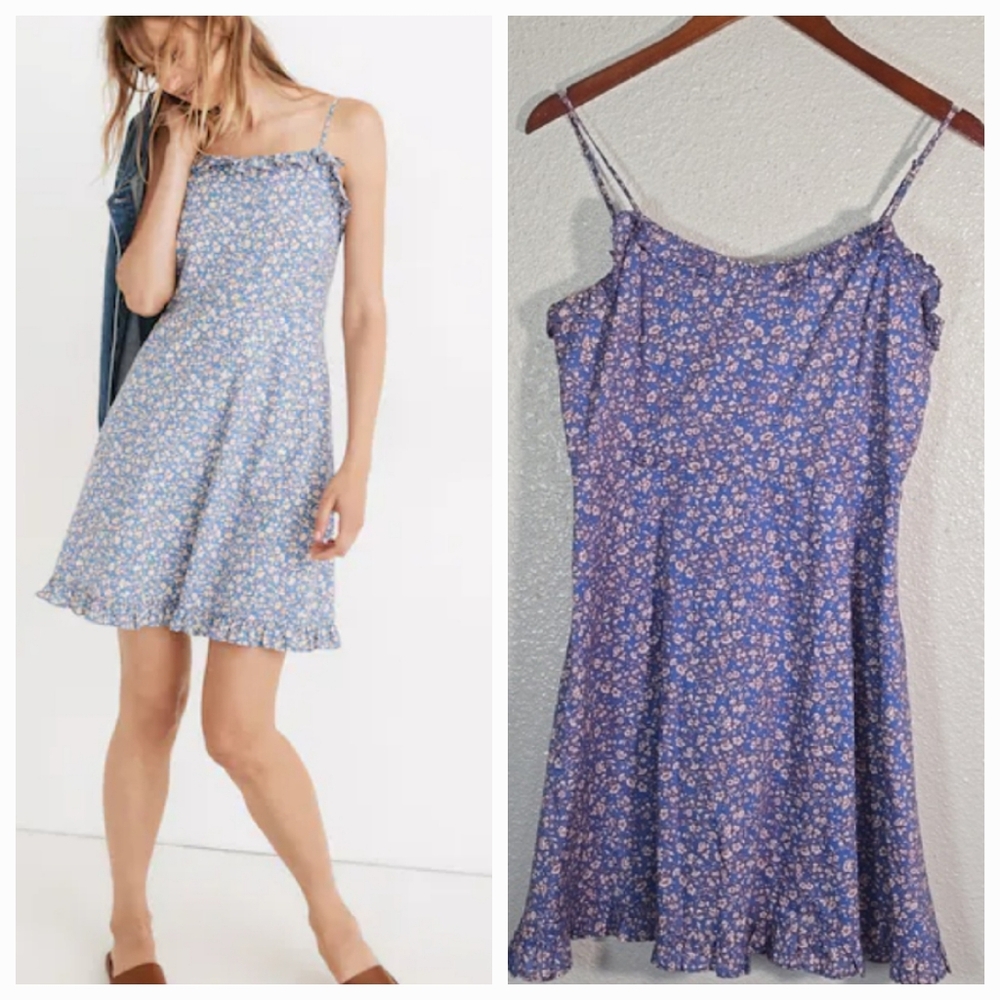 Madewell Cami Ruffle Hem Mini Floral Print Dress